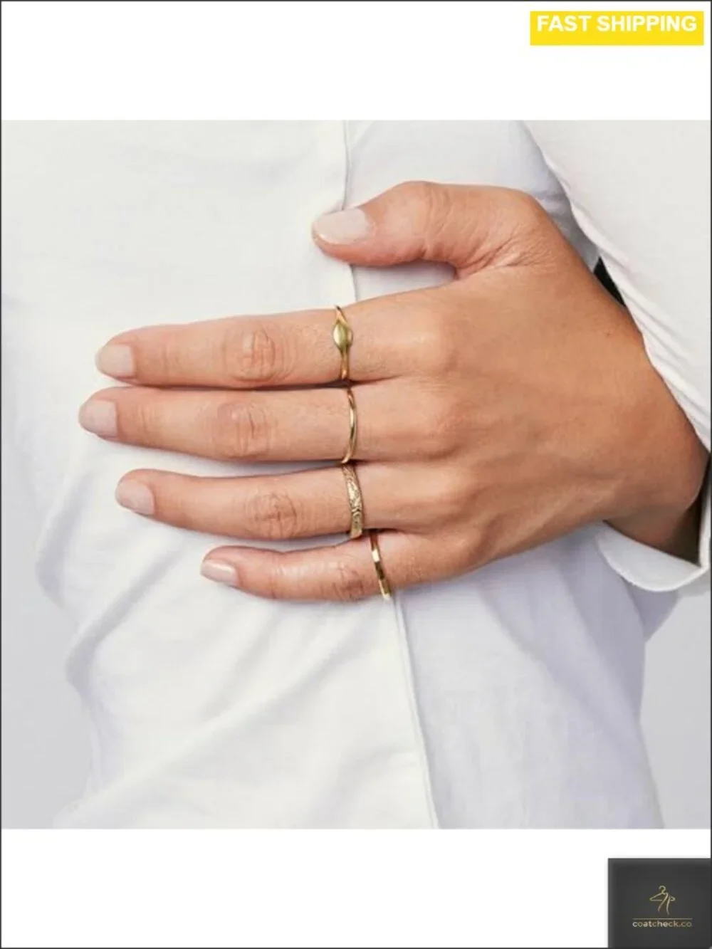 Gold Plated Stacking Ring Waterproof Sweatproof Non Tarnish